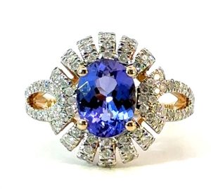 14k yellow Tanzanite and Diamond Ring
