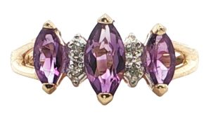 14k Yellow Marquise Amethyst Ring