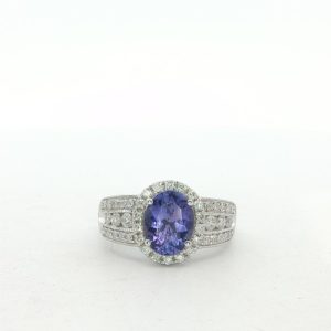 Oval Tanzanite Diamond Halo RIng
