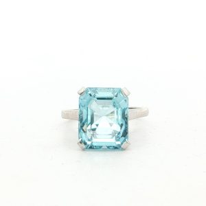 Emerald Cut Aquamarine Ring