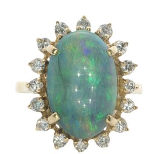 Black Opal and Diamond Ring