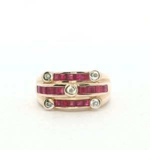Wide Ruby and Diamond Band