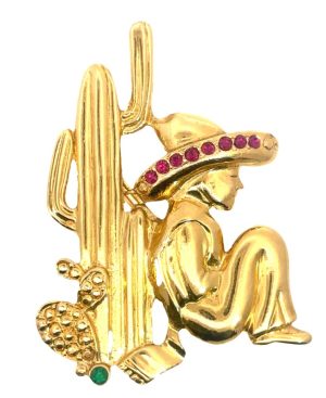 BM" Cactus Siesta" Gold tone Pin