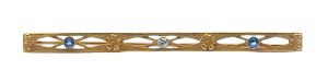 14k Edwardian Diamond and Sapphire Brooch