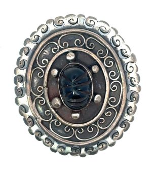 Sterling Silver Obsidian Brooch