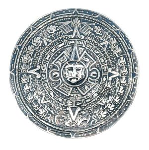 Sterling Aztec Sundial Brooch