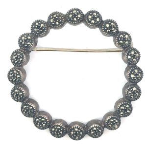 Sterling Marcasite Wreath Brooch