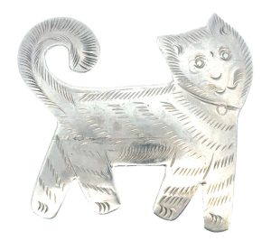 Base Metal Cat Brooch