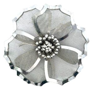 Wire mesh Flower Brooch
