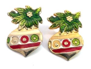 Vintage Estate Enamel Ornament Christmas Earrings