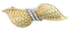 Vintage Bow Brooch with Rhinestones