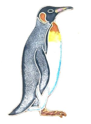 Sterling and Cloisonne King Penguin Brooch