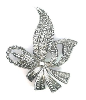 Aluminum Faux Marcasite Brooch