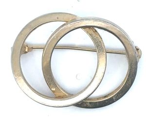 Vintage double circle brooch gold tone