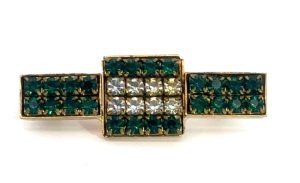 Green and Clear Bar Cross Brooch