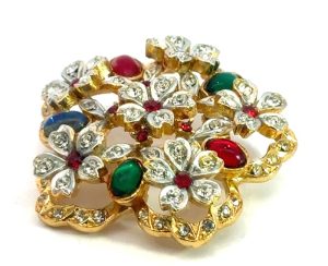 Vintage Rhinestone Floral Brooch