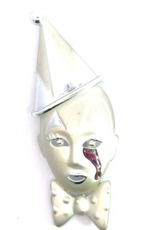 1980s Vintage Silver tone Clown Brooch