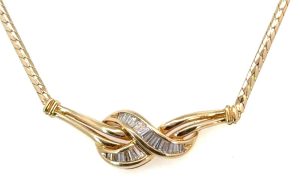 14Y  Criss Cross Baguette Necklace  16"