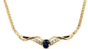 14k yellow Sapphire and Diamond Necklace