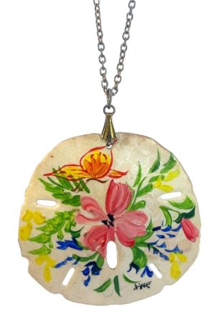 Estate Hand Painted Sand dollar Pendant