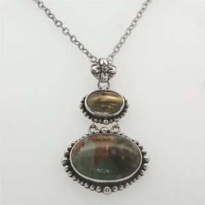 Lori Bonn Picture Jasper Bronze Mother of Pearl Pendant