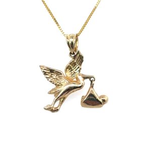 14k yellow Stork with Baby Charm