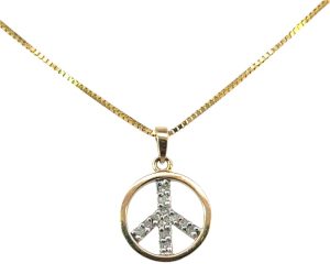 10k two tone Peace Symbol Pendant