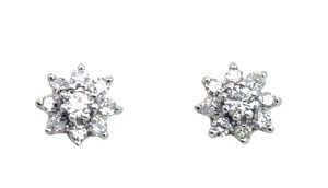 14k Diamond Cluster Earrings