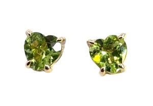 Heart Shaped Peridot Earrings