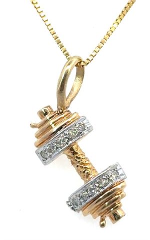 14k yellow Barbell pendant