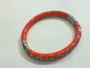 Hidalgo X Orange Enamel Spring Action Bangle
